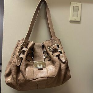 Jimmy Choo Tan Pebbled Leather Riki Bag